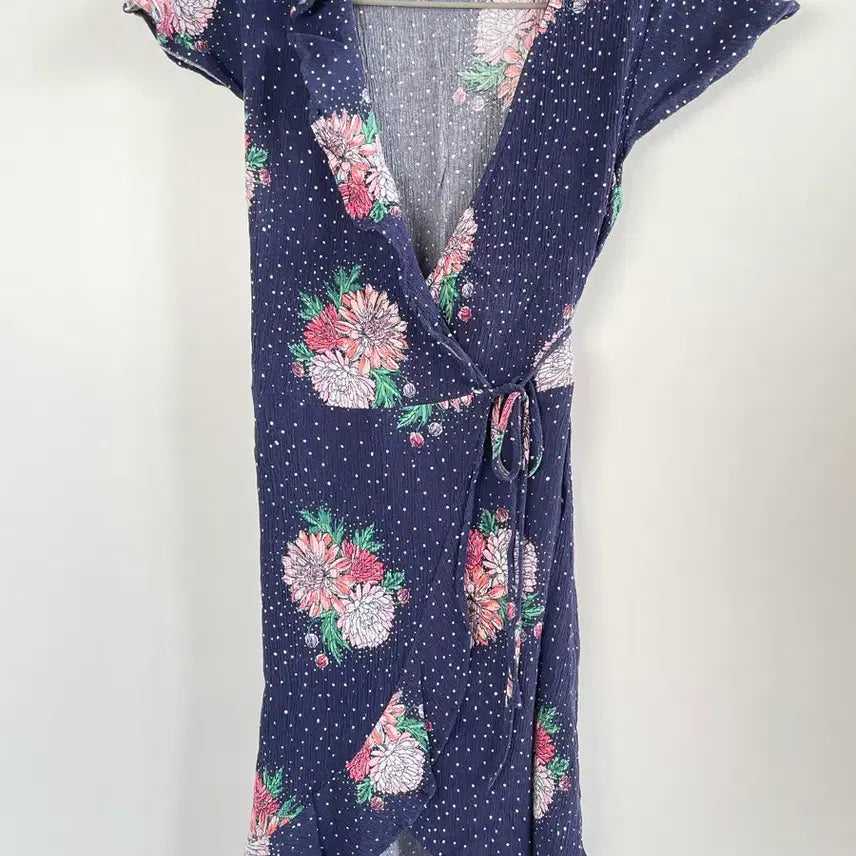 [BUNJANG] Supre Deep Navy Floral Dot Wrap Dress / [호주바잉] Supre 딥네이비 플로럴 도트 랩 원피스