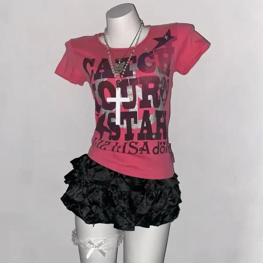 [BUNJANG] Vintage Liz Lisa Gal Loose Fit T-Shirt / 빈티지 리즈리사돌 티셔츠 반팔 펑크 갸루