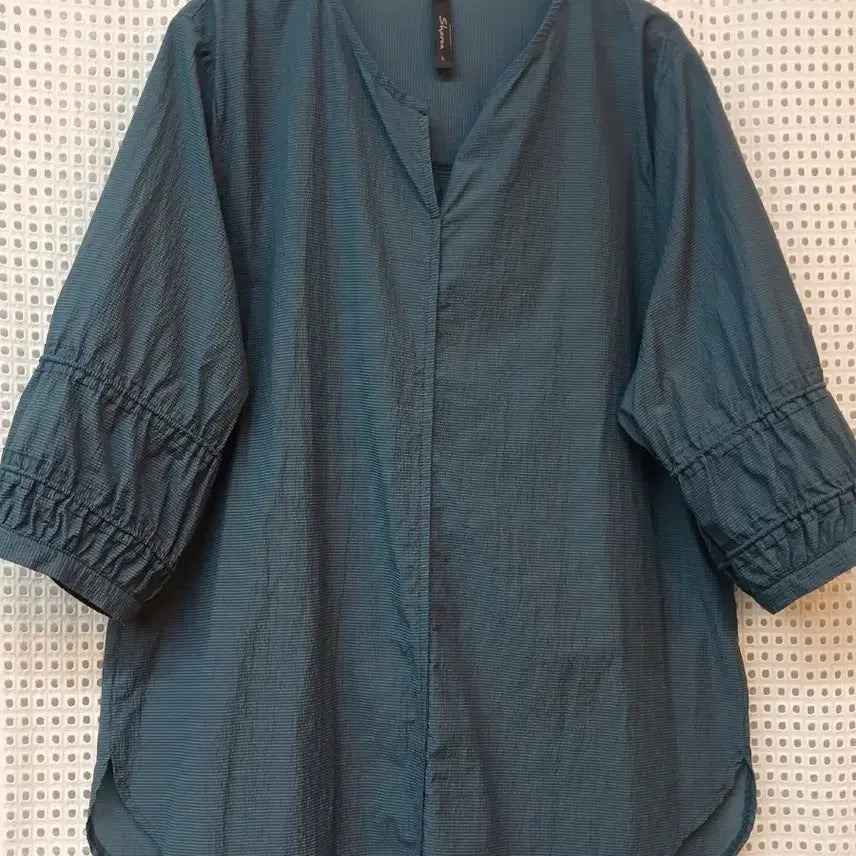 [BUNJANG] Teal Jjajimi Blouse - Size L / 청록색지지미 블라우스  L