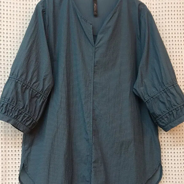 [BUNJANG] Teal Jjajimi Blouse - Size L / 청록색지지미 블라우스  L