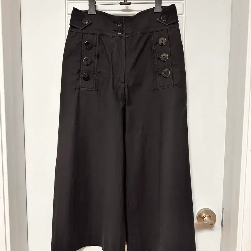 [BUNJANG] Lucky Chouette Black Button Point Wide Pants Size 38 / 럭키슈에뜨 블랙 버튼 포인트 와이드 팬츠 38