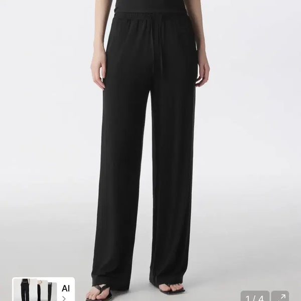 [BUNJANG] Musinsa Standard Women's Jersey Wide Lounge Pants Black XS / 무신사 스탠다드 우먼) 우먼즈 저지 와이드 라운지 팬츠 블랙 xs