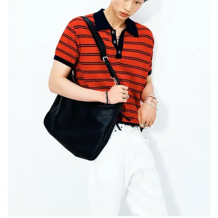 [BUNJANG] Allenne Boucle Stripe Polo Knit (Size 3) / 알렌느 부클 스트라이프 폴로니트 3사이즈