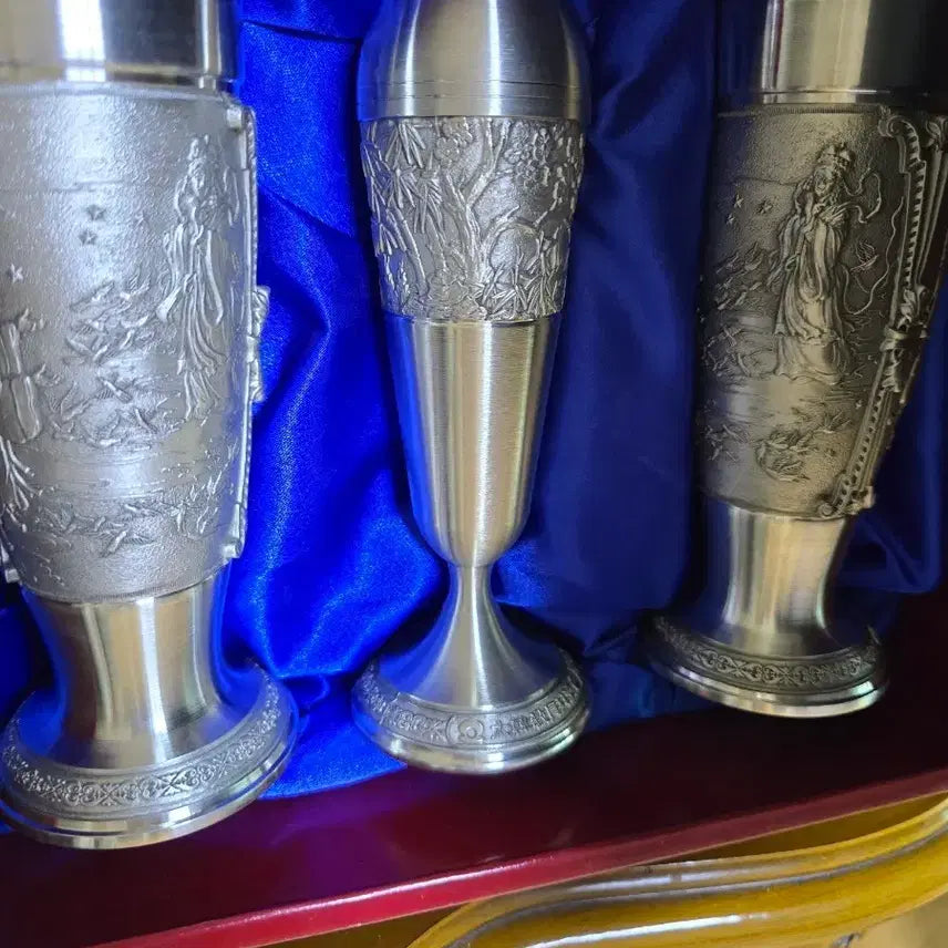 [BUNJANG] Vintage Pewter Chalice Set (16cm, 18.5cm) / 새제품 빈티지 퓨터 주석컵 세트(높이16cm 18.5cm)