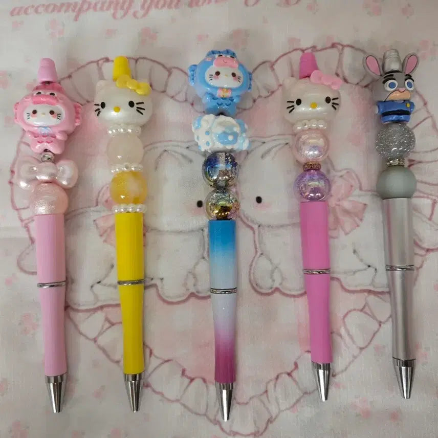 [BUNJANG] Beaded Pen Set with Bonus Bead Scoop / 볼꾸볼펜 5개 비즈스쿱증정