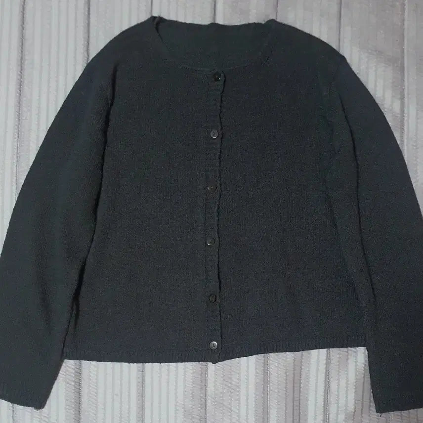[BUNJANG] Basic Round Cardigan Black / 여름 니트 기본 라운드 가디건 블랙