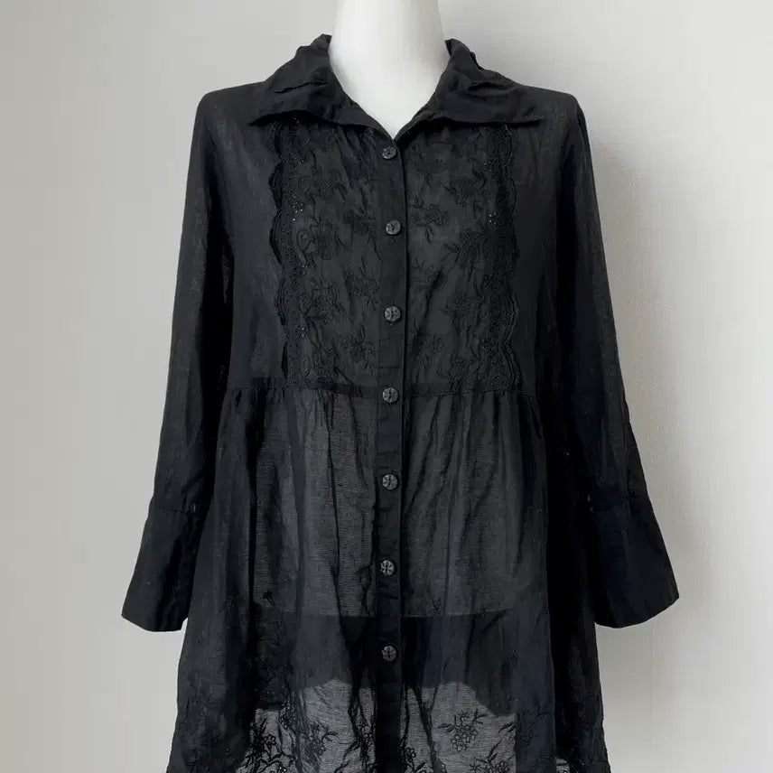 [BUNJANG] Vintage Sawako Black Lace Blouse Gothic Lolita / 일본빈티지 사와코 블랙레이스블라우스 고딕 로걀 고스로리 사와코블라우스