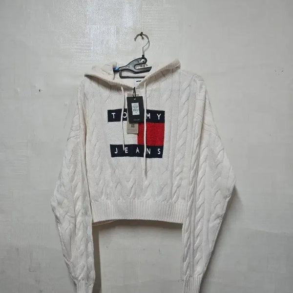 [BUNJANG] Tommy Jeans Cable Crop Knit Hoodie XS / 미착용) 타미진스 케이블 크롭 니트 후드티  XS