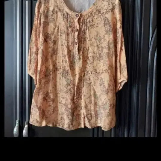[BUNJANG] Artificial Silk 3/4 Sleeve Blouse / 인조  블라우스
