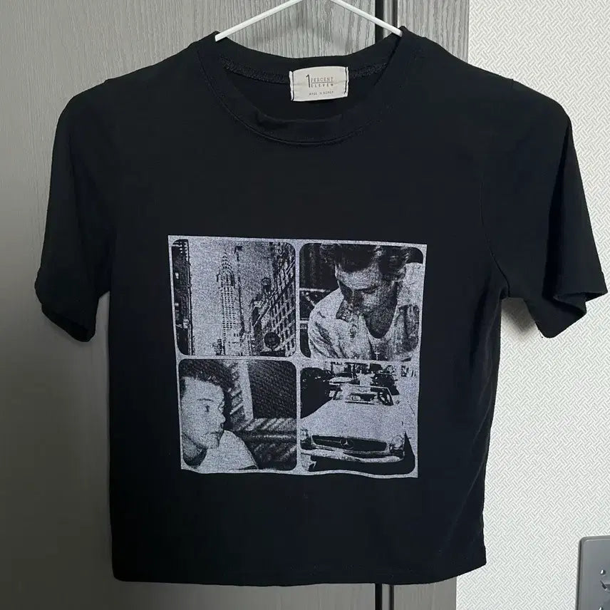 [BUNJANG] Graphic Printing Crop T-Shirt Black / 그래픽 프린팅 크롭티 블랙