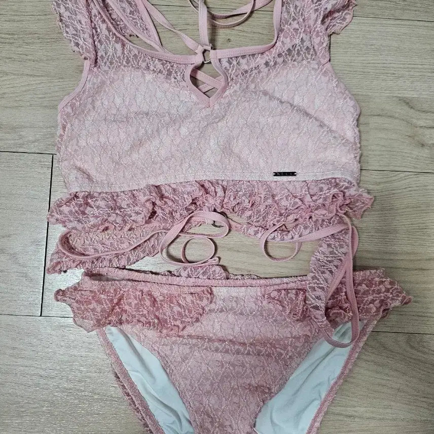 [BUNJANG] Hella Pink Lace Polewear Set - Size M / 헬라 핑크 레이스 폴웨어 세트 M