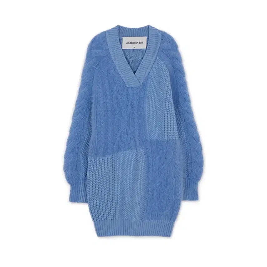 [BUNJANG] Andersson Bell Lia Angora Intarsia Knit Dress - Sky Blue / 앤더슨벨 리아 앙고라 인타샤 니트 드레스 - 스카이블루