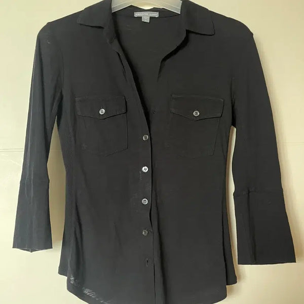 [BUNJANG] James Pearls Black Button-Up Shirt Size 0 / 제임스펄스 셔츠