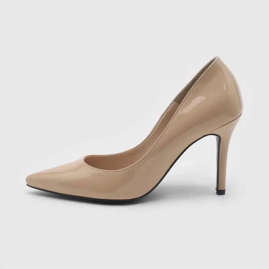 [BUNJANG] Sappun Seina Enamel Stiletto Heels 7cm Beige / 사뿐 세이나 에나멜 스틸레토힐 7cm 베이지