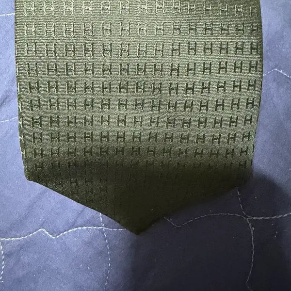 [BUNJANG] Hermes H Pattern Silk Tie Olive Green / 에르메스 넥타이 H패턴 올리브 그린