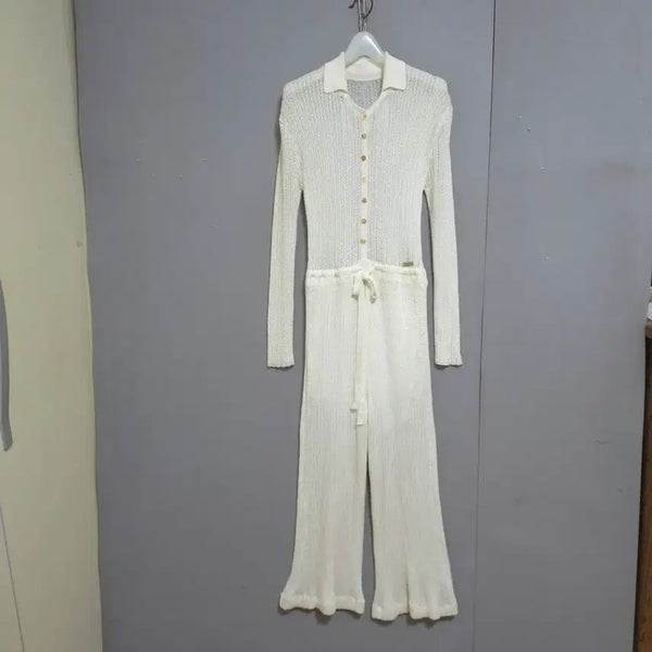 [BUNJANG] Lynn Edition Knit Jumper Suit Pants (Ivory, Size F) / 린에디션 니트 점퍼 수트 바지 F  n6602