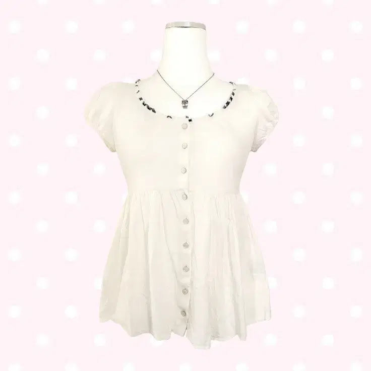[BUNJANG] Vintage Burberry Blue Label Cream Blouse / 빈티지 버버리 블루라벨 크림 블라우스 티 히메갸루 라떼갸루