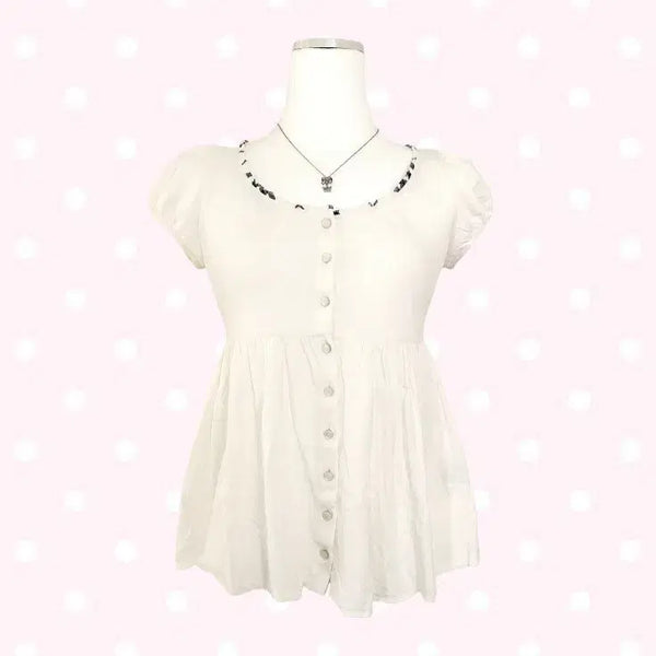 [BUNJANG] Vintage Burberry Blue Label Cream Blouse / 빈티지 버버리 블루라벨 크림 블라우스 티 히메갸루 라떼갸루