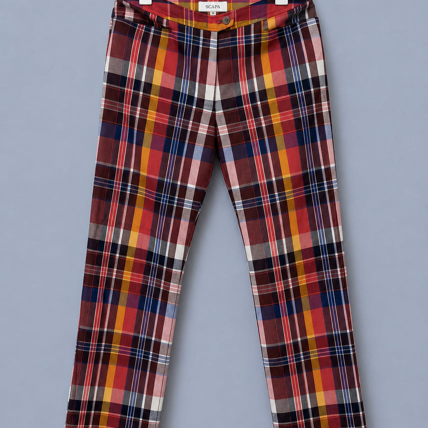 [BUNJANG] SCAPA Plaid Linen Cotton Blend Straight Fit Pants Women's Size 40 / Women - SCAPA 체크 팬츠