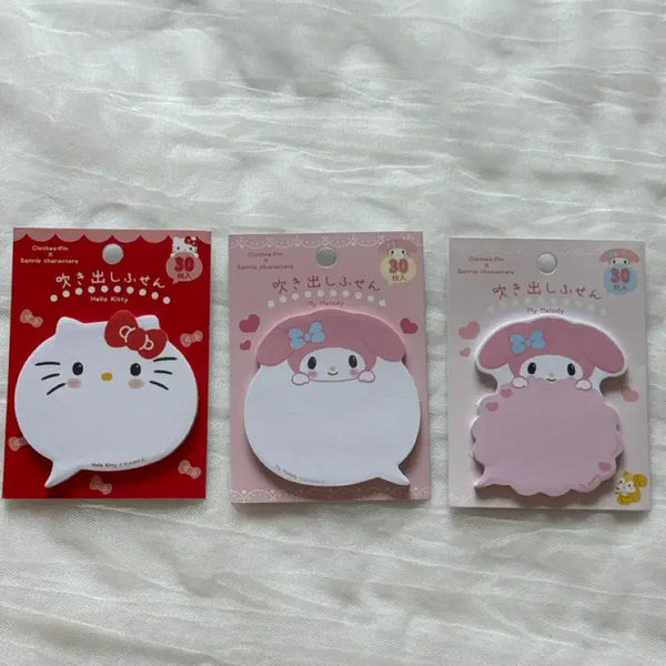 [BUNJANG] Sanrio Hello Kitty My Melody Speech Bubble Memo Pad Set (3 Types) / 산리오 헬로키티 마이멜로디 말풍선 떡메모지 3종 세트
