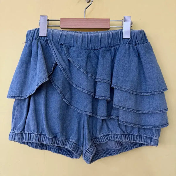 [BUNJANG] Ozscecon Denim Frill KkangKkang Shorts Size 55 / 오즈세컨 데님 프릴 캉캉 반바지 55