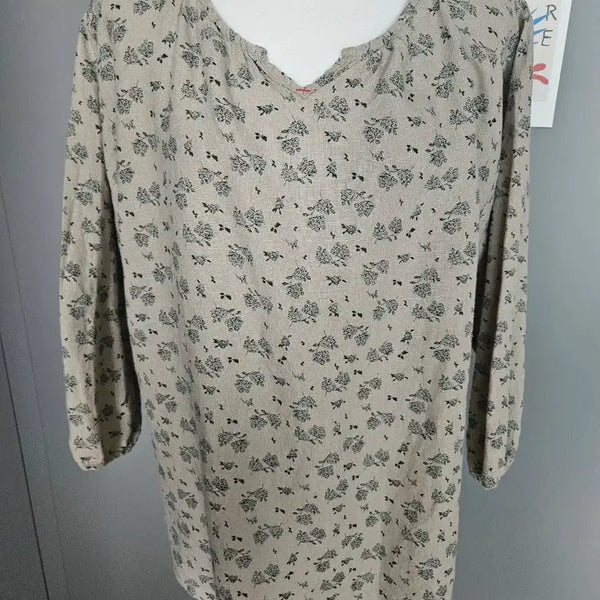 [BUNJANG] Beige Flower Blouse / 베이지 플라워 블라우스