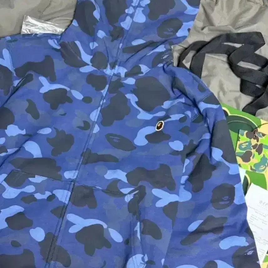 [BUNJANG] BAPE Camo Full Zip Hoodie Blue / 베이프 카모 집업 후드 블루