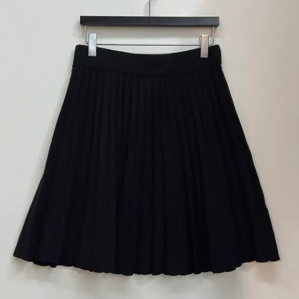 [BUNJANG] Black Pleated Knit Skirt / 블랙 플리츠 니트 스커트