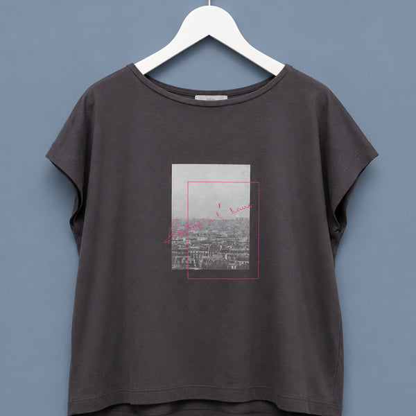 [BUNJANG] Index Women's Wool Blend Printed Sleeveless Top - Charcoal Gray / Women - INDEX 울 혼방 프린팅 나시티