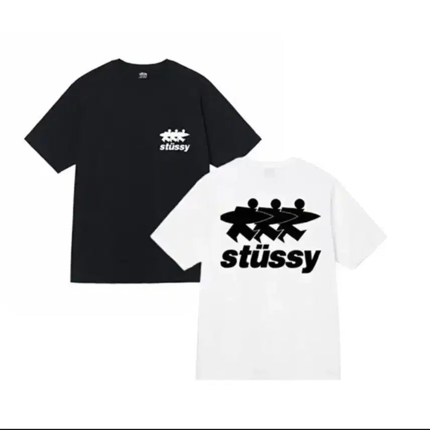 [BUNJANG] Stussy Surfwork T-Shirt White/Black / 스투시 서프워크 반팔티 화이트/블랙