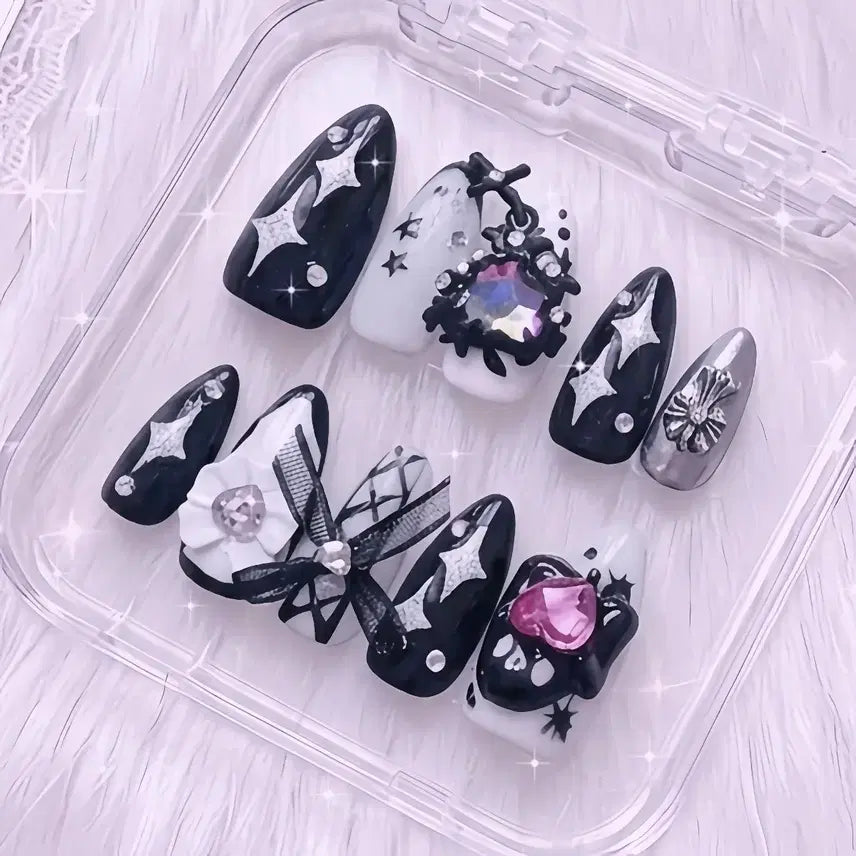[BUNJANG] Goth Jellfire Subculture Nail Tips (10 pcs) / 고스 지뢰계 서브컬쳐 네일팁 10p