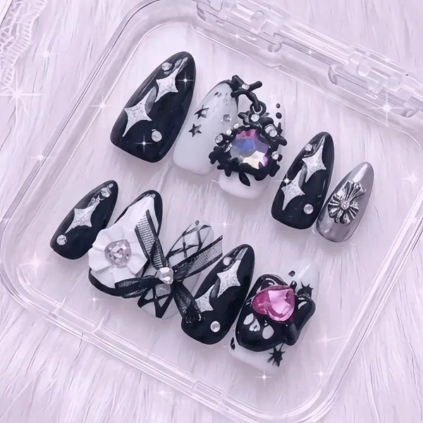 [BUNJANG] Goth Jellfire Subculture Nail Tips (10 pcs) / 고스 지뢰계 서브컬쳐 네일팁 10p