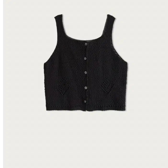 [BUNJANG] Love Song Atelier Two-Way Crochet Vest - Black / 러브송 아뜰리네 투웨이 크로셰 베스트 - 블랙
