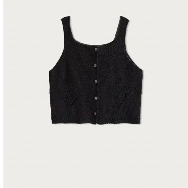 [BUNJANG] Love Song Atelier Two-Way Crochet Vest - Black / 러브송 아뜰리네 투웨이 크로셰 베스트 - 블랙