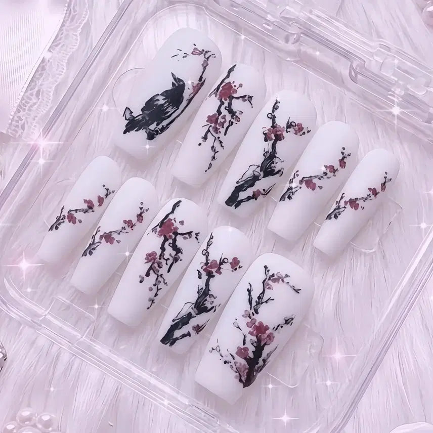 [BUNJANG] Korean Style Plum Blossom Traditional Nail Tips / 한국풍 동양풍 일본풍 매화 사극 네일팁