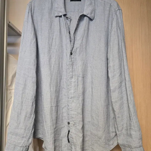 [BUNJANG] JILLSTUART NEW YORK Light Blue 100% Linen Shirt L (105) / 질스튜어트 뉴욕 라이트 블루 린넨100% 셔츠 L (105)