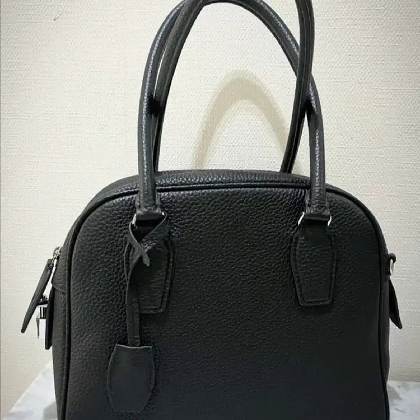 [BUNJANG] Real Leather Bowling Tote & Shoulder Bag / 리얼레더 볼링 토트 & 숄더 겸용백