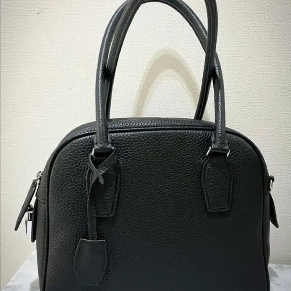 [BUNJANG] Real Leather Bowling Tote & Shoulder Bag / 리얼레더 볼링 토트 & 숄더 겸용백