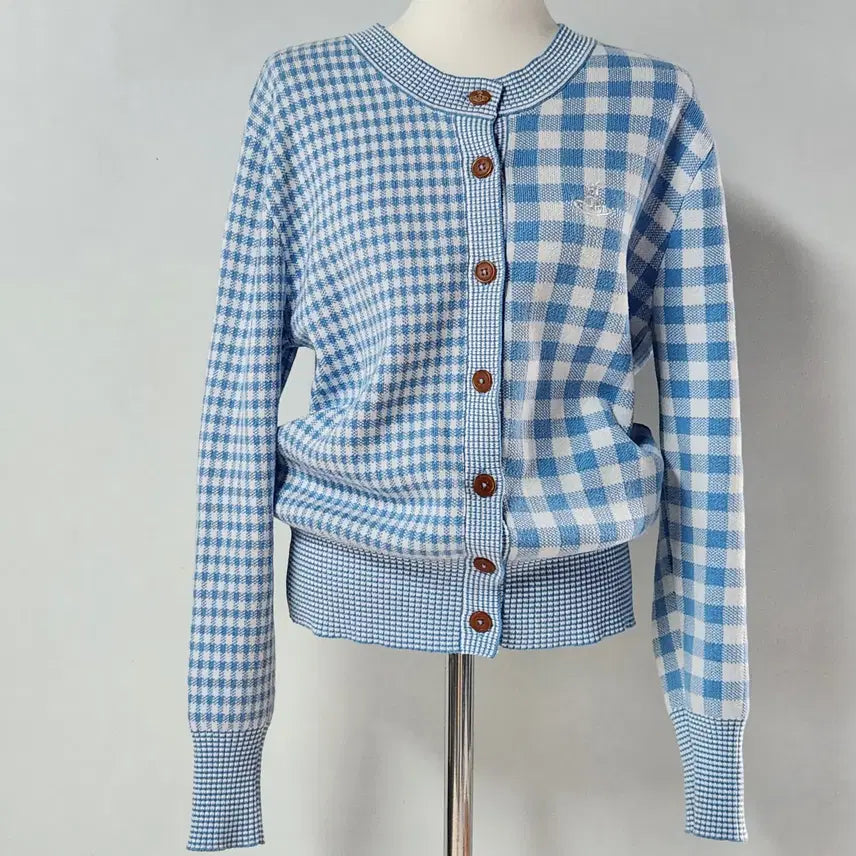 [BUNJANG] Vivienne Westwood Debussy Check Knit Cardigan Size 40 / [정품] 비비안웨스트우드 드뷔시 체크 니트 가디건 40