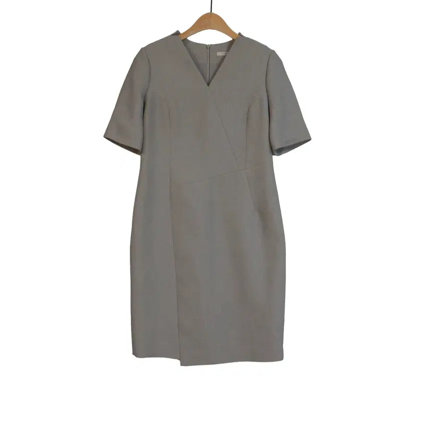 [BUNJANG] MINIMUM Grey V-Neck Wrap Dress - Size 77 / MINIMUM 그레이 브이넥 원피스 77 하객룩 오피스룩