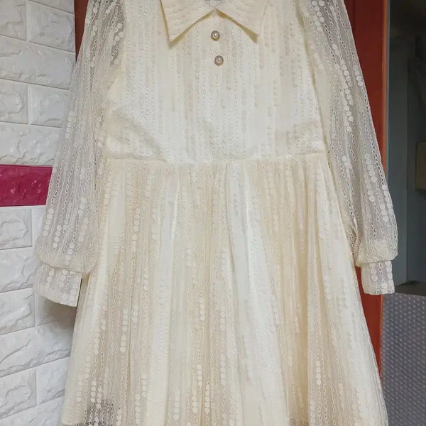 [BUNJANG] Children's Lace Sleeve Dress Ivory Size 44 / 아동복 레이스 소매 원피스 아이보리 44사이즈
