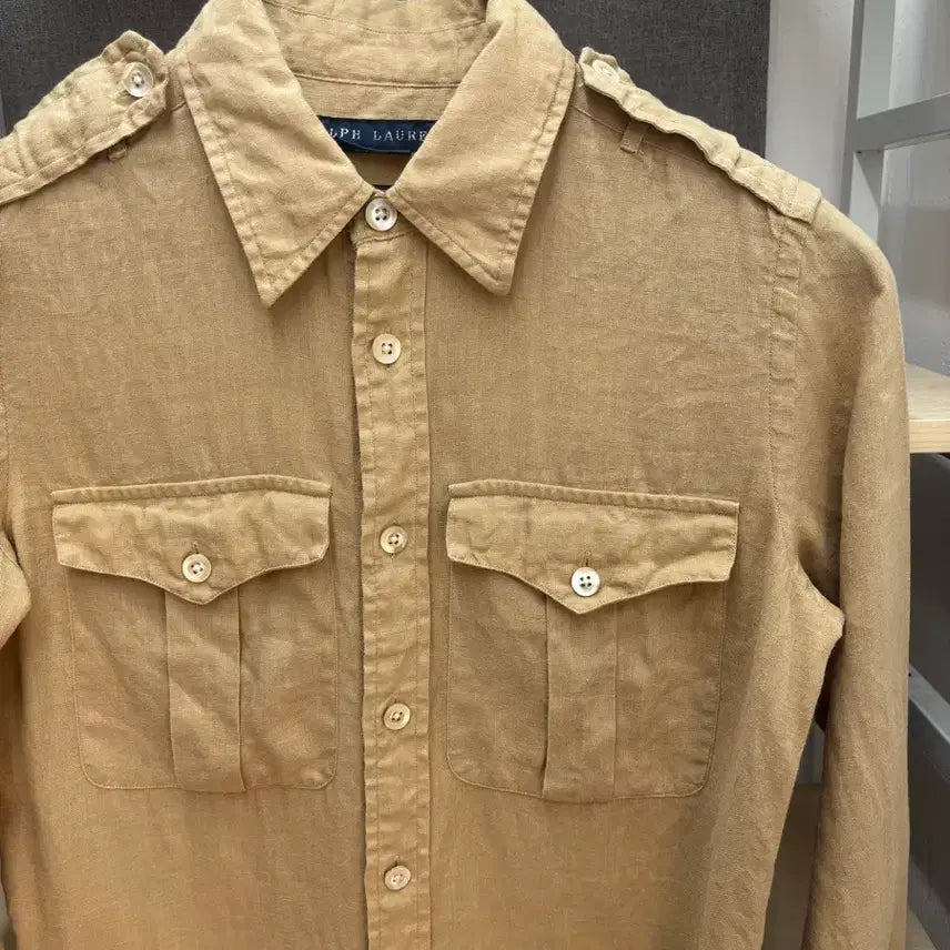 [BUNJANG] Polo Ralph Lauren Linen Women's Shirt Size 2 Beige / 폴로 랄프로렌 린넨 셔츠 베이지