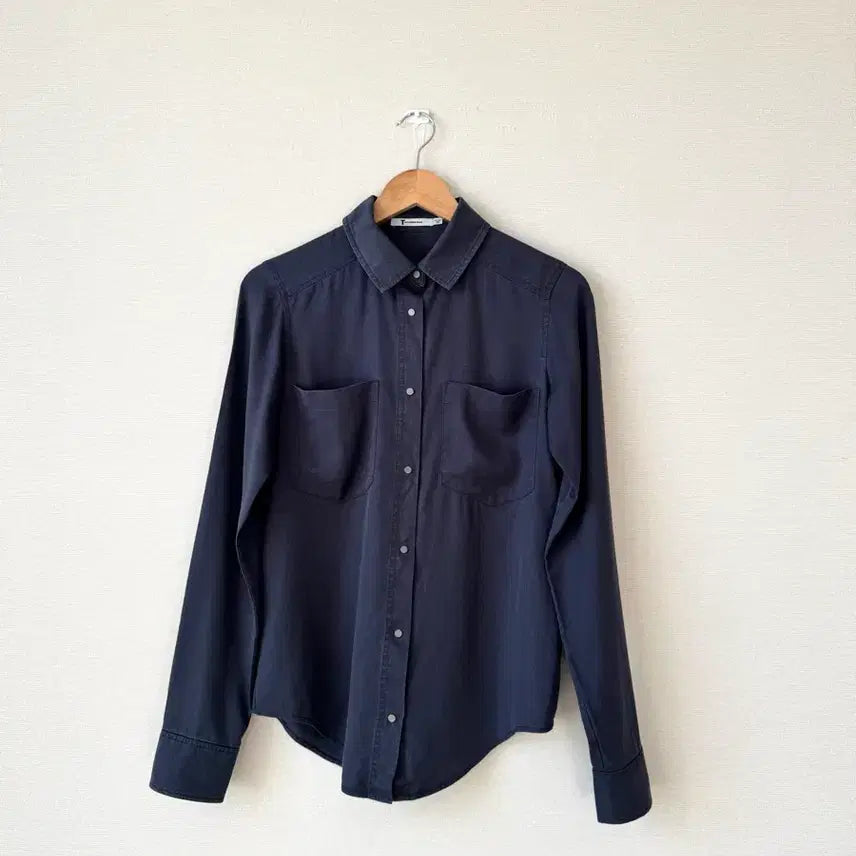 [BUNJANG] Alexander Wang Tencel Shirt Blouse Charcoal Navy XS / 알렉산더왕 텐셀 소재 차콜네이비 셔츠 블라우스 xs 55