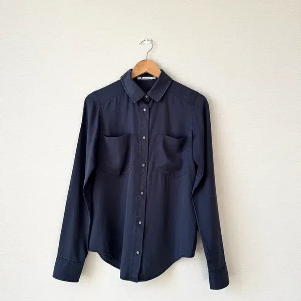 [BUNJANG] Alexander Wang Tencel Shirt Blouse Charcoal Navy XS / 알렉산더왕 텐셀 소재 차콜네이비 셔츠 블라우스 xs 55
