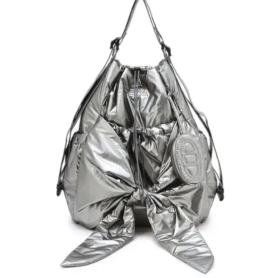 [BUNJANG] Atelier Vanessa Bruno Le Bon Glossy Ribbon Backpack Shoulder Bag Grey Silver / 아떼바네사브루노 르봉 글로시 리본 백팩 숄더백 그레이 실버