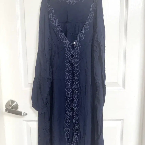 [BUNJANG] Mori Girl Navy Embroidered "Master" Dress / 모리걸 네이비 자수 바선생 원피스