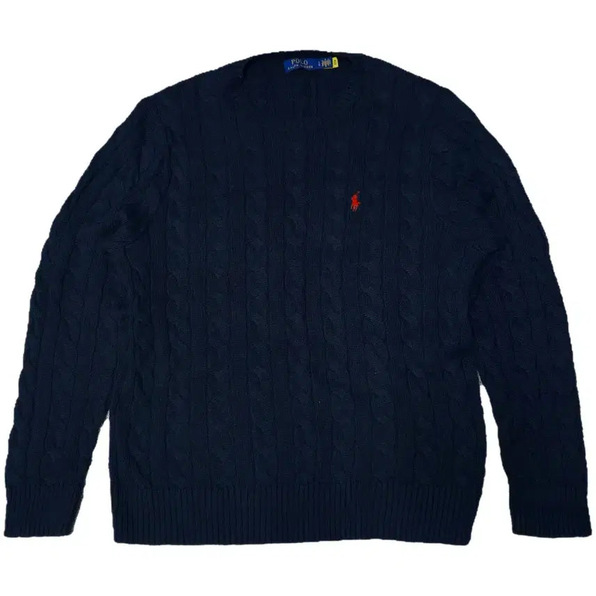 [BUNJANG] Polo Ralph Lauren Cable Knit Cotton Sweater Navy / 폴로 랄프로렌 케이블니트 코튼 스웨터 (미착용)