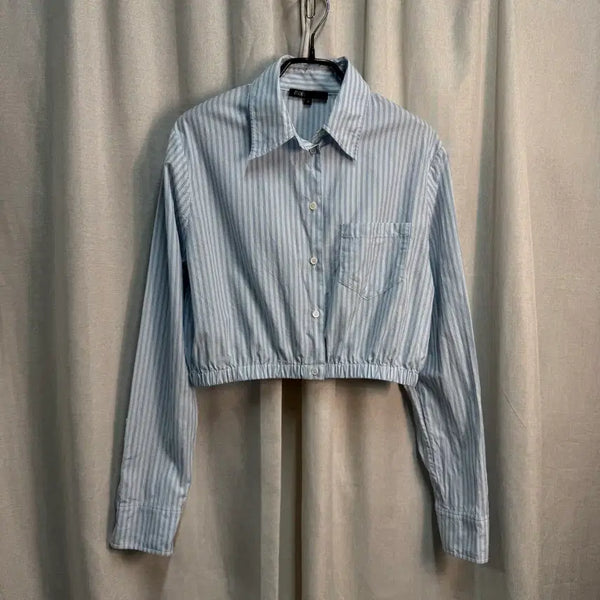 [BUNJANG] Maje Striped Cropped Shirt Blouse / 66 마쥬(maje) 스트라이프 밴딩 크롭 셔츠 블라우스