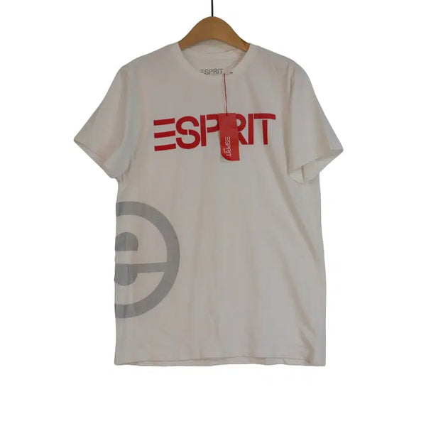 [BUNJANG] Esprit White T-Shirt with Red Logo Print (Size M) / ESPRIT 반팔 티셔츠 M 화이트 로고 프린트티
