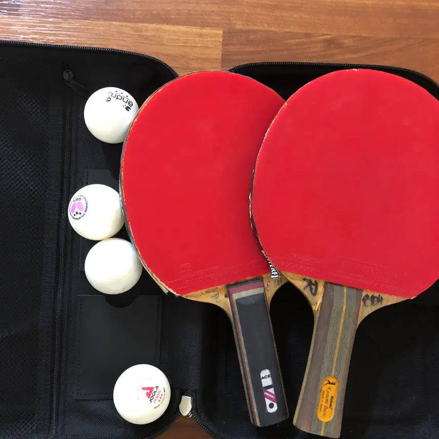 [BUNJANG] 2 Shake-Hand Table Tennis Rackets Set with Hard Case / 탁구라켓 쉐이크 세트 2자루